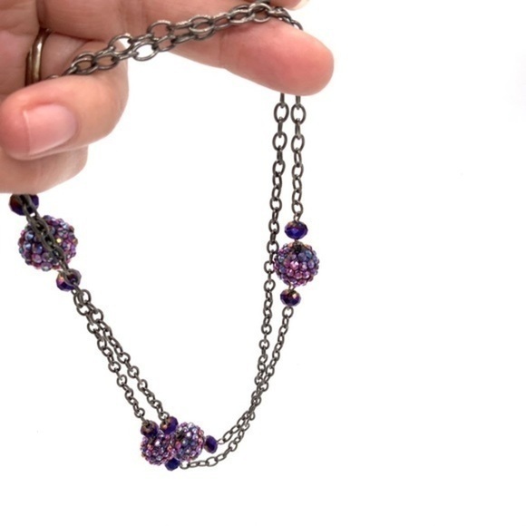 unbranded Jewelry - Black purple iridescent sparkly balls chain‎ link necklace Fairycore whimsy
